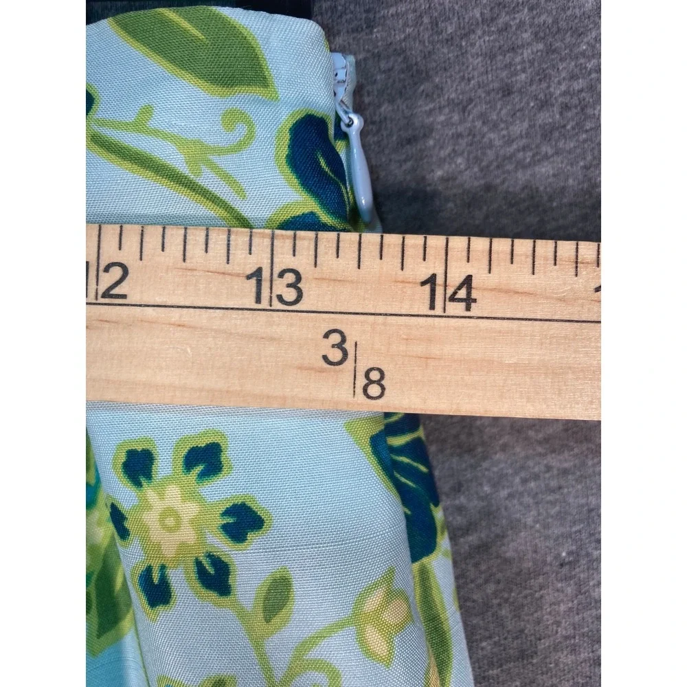 Ann Taylor Petites Blue Floral 100% Silk Straight Leg Pants‎ Size 2P Side Zip